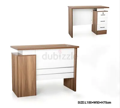 Modern Wooden Office Desk with Drawers - 100x50x75cm