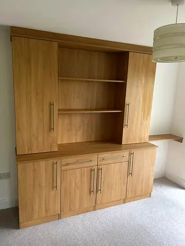 Solid Oak Effect Built-in Storage Unit / Display Cabinet