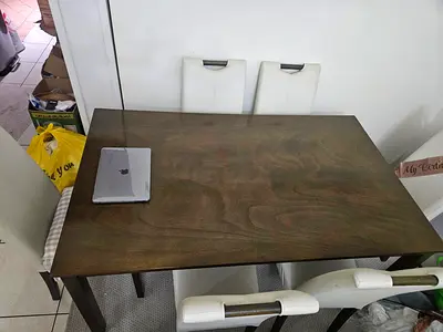 Luxury Solid Wood Dining Table - leather Seats 6, white
