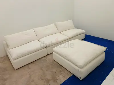 Marina home luscious linen cloud feather 🪶 filled modular sofa with ottoman