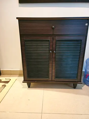 Dark Wood Shoe Cabinet / Storage Cabinet with Drawer Good Condition