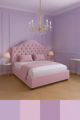 Upholstered Tufted Pink Queen Bed with Headboard