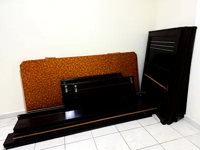 4 Set Wooden Single Bed Frame (Dark Brown) - Good Condition