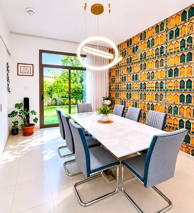 Modern Marble Dining Table with 8 Chairs