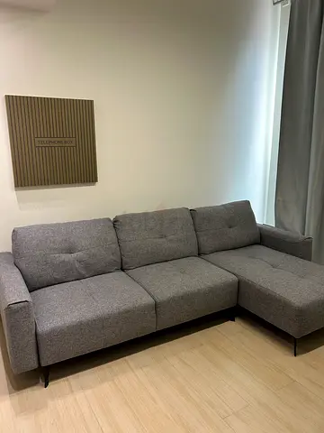 3-Seater Grey Fabric Sofa - Expanding to Bed Sofa