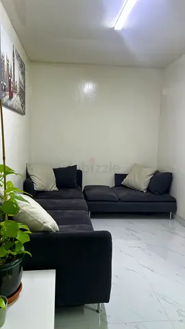 Modern Dark Grey L-Shaped Sofa with Pillows (8-9 seater)