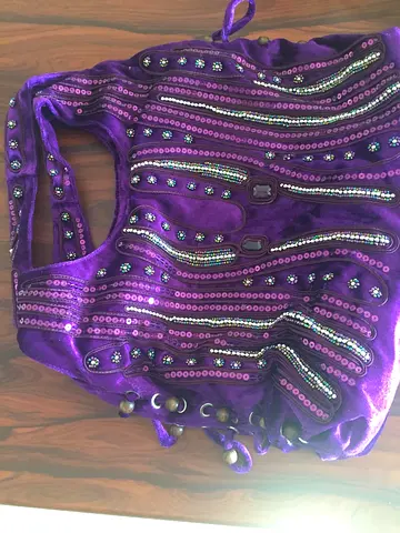 Embellished Purple Velvet Shoulder Bag
