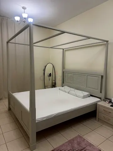 King Bed with Mattress, Storage Drawers and Ikea Mirror