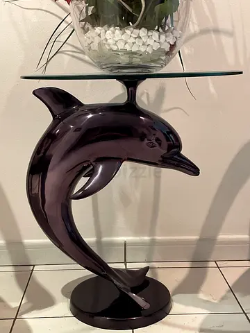 Ceramic Dolphin Figurine - Glossy Purple Decorative Statue - table with amazing quality