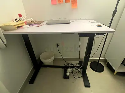 Electric Height Adjustable Standing Desk, Chair  Bookshelf