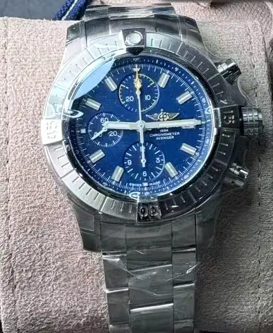 Breitling Avenger-style Mens Chronograph Stainless Steel Watch (Blue Dial)