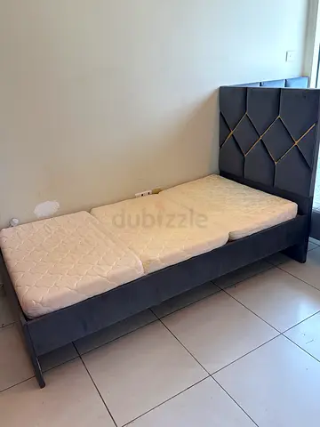 Queen upholstered bed frame with headboard (used) 3 beds for sale