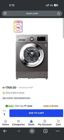 8kg Front Load Washing Machine - Good Working Condition