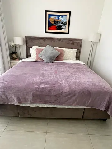 Upholstered double bed with headboard - good condition