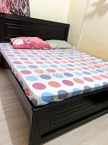 Solid Wooden Double Bed Frame with Mattress