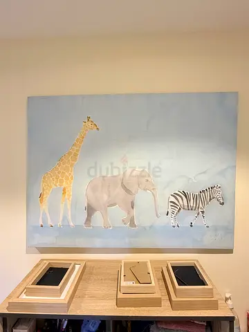 Large Nursery Animal Canvas Painting - Giraffe, Elephant  Zebra from Pottery Barn