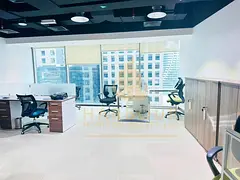 Furnished Office For Rent With Glass Partitions