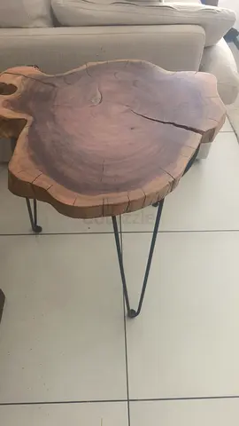 Live Edge Wood Side Table with Hairpin Legs