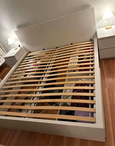 IKEA Malm king size bed frame with mattress.