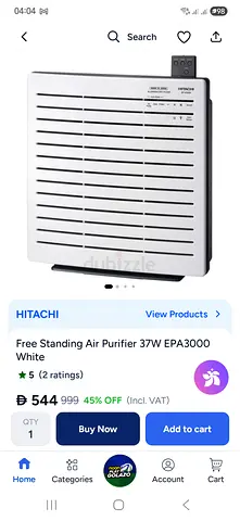 🍃 Hitachi Air Purifier EP-A3000 (Made in Japan) – Excellent Condition