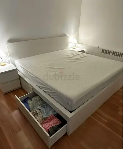 IKEA Brimness Queen size bed frame with mattress