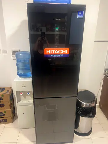 Available from August! Hitachi black glass refrigerator - good condition