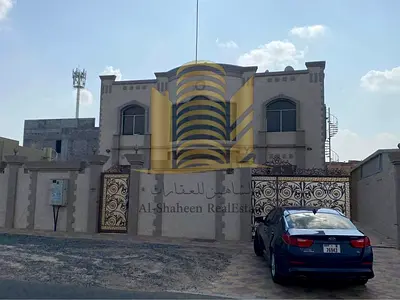 🔔 🔔Super deluxe two-story villa for rent in Ajman🔔 Al Raqaib - Near the mosque 🔥Ground floor: 💢Men's majlis + dining room with bathroom and sinks