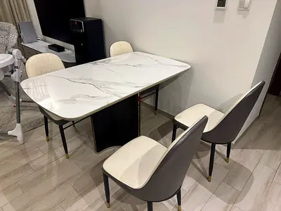 Modern Marble Top Dining Table with Four Chairs
