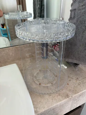 Clear Acrylic Makeup Brush  Cosmetic Organizer (Round, Tall)