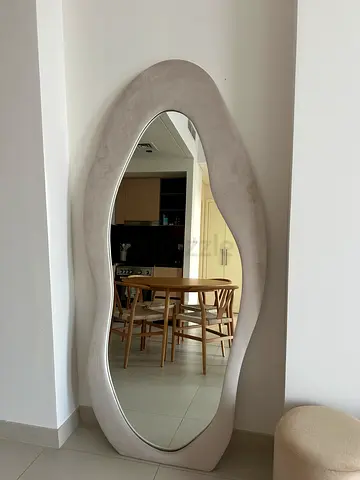 Large Oval Full-Length Wall Mirror with Padded Frame
