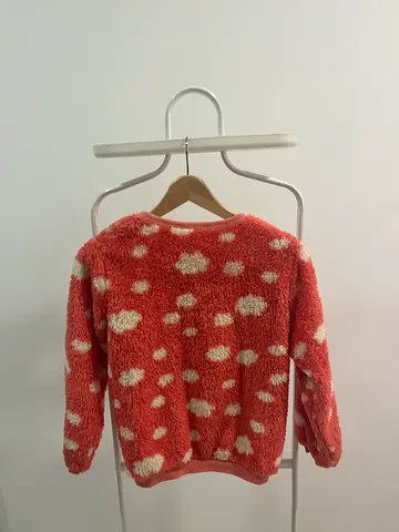 Cozy fluffy polka-dot womens sweater, size 8-10Y