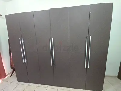 Modern 6 Door Wardrobe in Dark Wood Finish