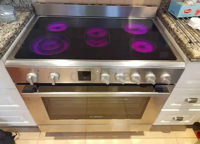 BOSCH Digital Clock 5 Hobs Full Electric Ceramic Cooker Range Size 90 cm