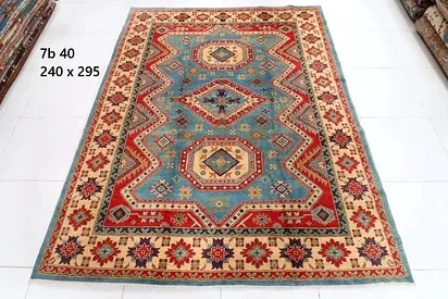 Handmade new Blue and Red Traditional Patterned Area Rug 240 x 295 cm