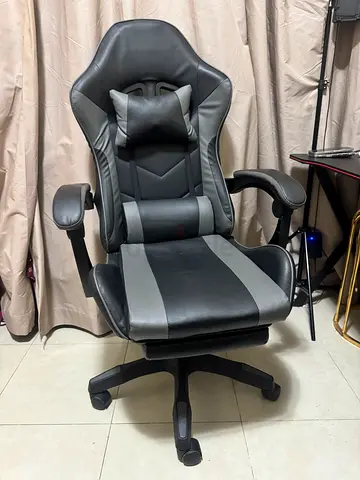Comfortable Black  Grey Gaming/Office Chair with Lumbar and Head Support