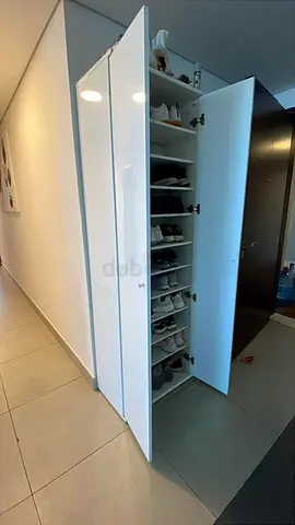 Sleek White Tall Shoe Cabinet