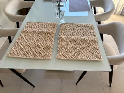 2 Pottery Barn Macrame Handwoven Cotton Servewear/Table Decoration/Heat Mat/Placemats