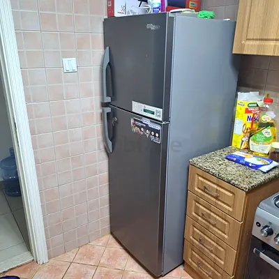 Well-maintained double-door refrigerator, 2-door top-freezer, stainless finish
