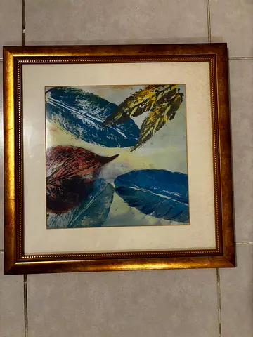 Framed Botanical Leaf Art Print in Gold Frame