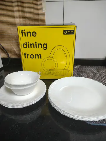 White Ceramic Dinnerware Set - Plates and Bowls (Used) x 2 set