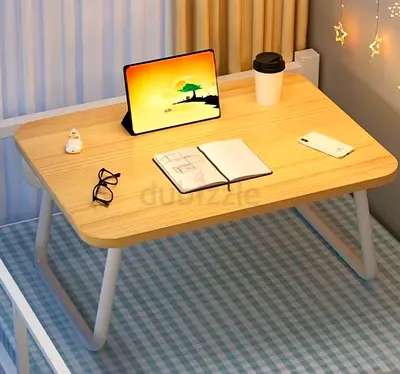 Portable folding laptop/bed table - light wood finish