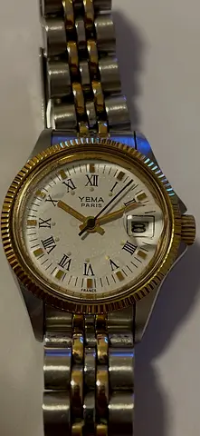 Yema Paris two-tone stainless steel wristwatch with date