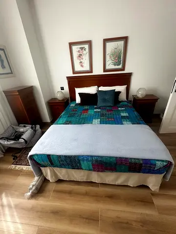 Double Bed Frame with Headboard and Matching Nightstands - Solid Wood