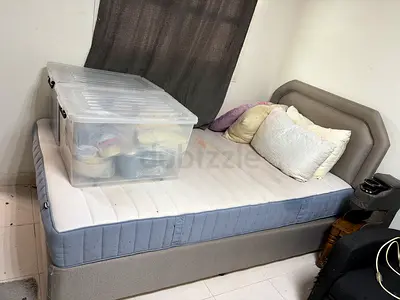Single bed frame with mattress and headboard — used, good condition