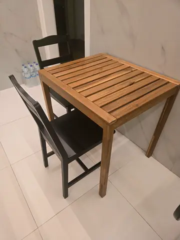 Ikea Solid Wood Slatted Side Table / Small Dining Table with 3 chairs