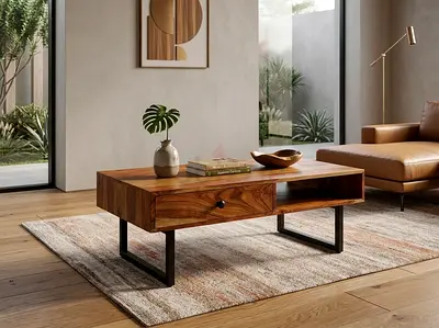 Marina Solid Wood modern coffee table