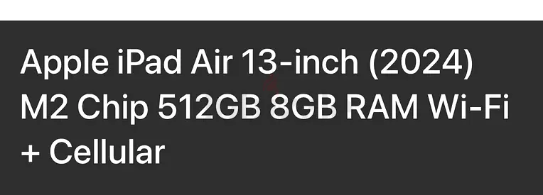 Ipad air 13 inch 2024 M2 512 G one month very rare usage