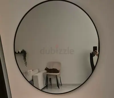 Large Round Black Framed Wall Mirror - Minimalist Design