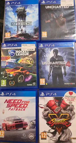 Uncharted 4, Uncharted The Lost Legacy, Rocket League, Need for Speed, Star Wars, Street Fighter V