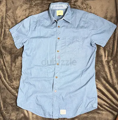 Light Blue Short Sleeve Casual Mens Shirt - Size M (approx.)